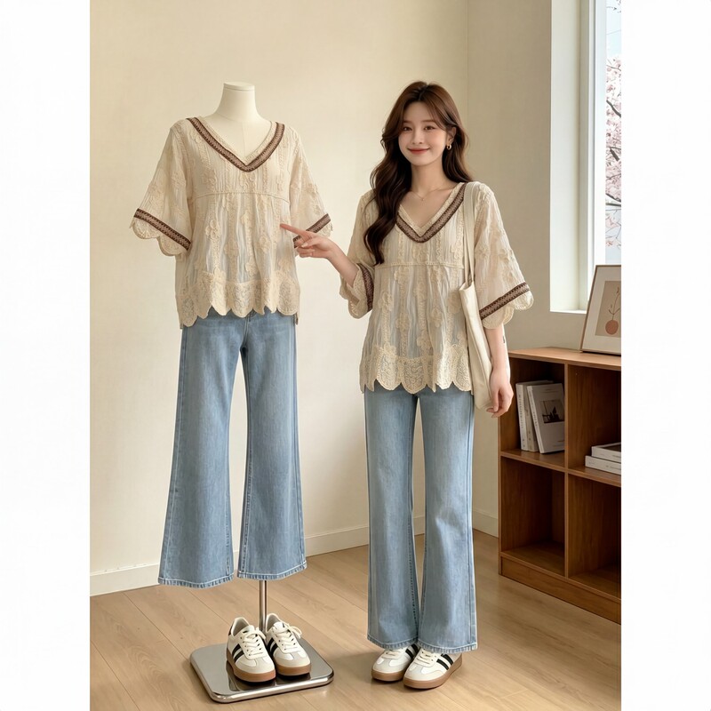 Unique and Exquisite Retro Embroidered Shirt for Women 2026 New Summer Plus Size Bohemian Style Color-Blocking Top Unique and Exquisite Retro Embroidered Shirt for Women 2026 New Summer Plus Size Bohemian Style Color-Blocking Top