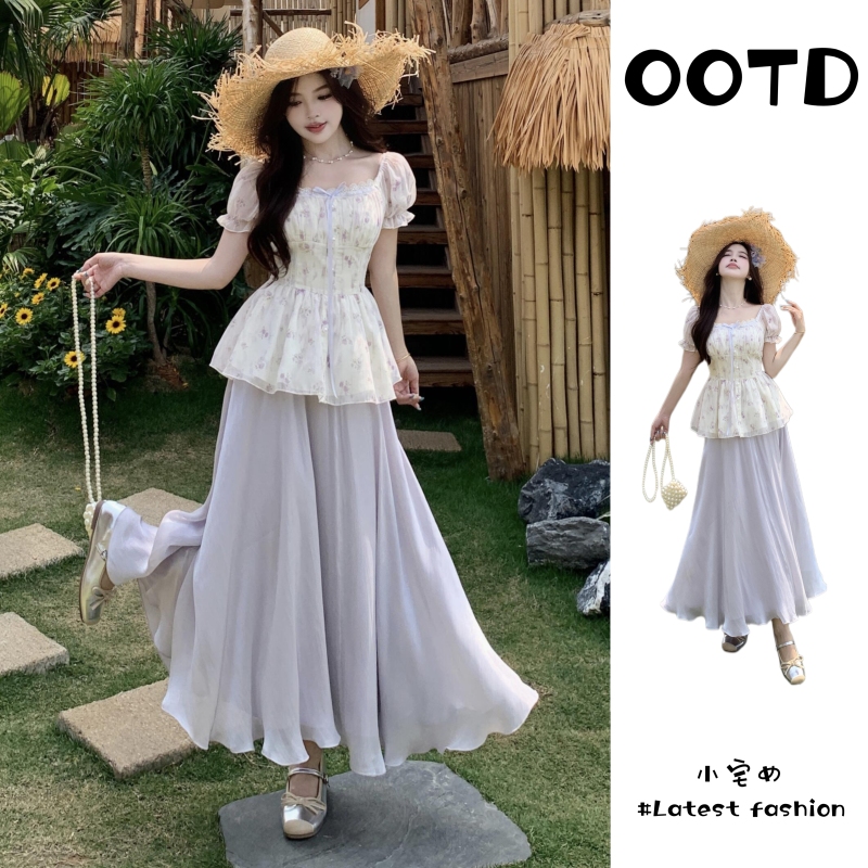 Plus-Size Fat Girl Looks Super Good in a Gentle and Beautiful Style, a Set of Women's Clothing That Is Very Popular in the Summer of 2026, a Complete Holiday-Style Two-Piece Set