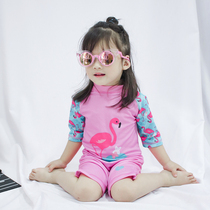 Childrens swimsuit female princess girl conjoined ins ins Flamingo baby baby girl swimsuit cute swimwear