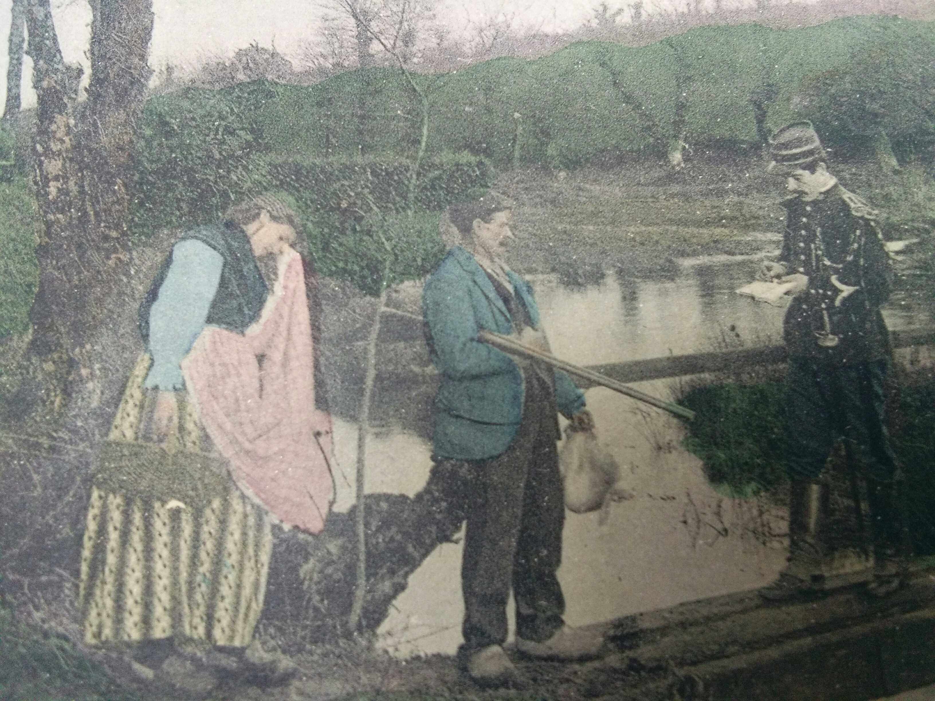 Postcard with the theme of farmers being fined in 1900 in France