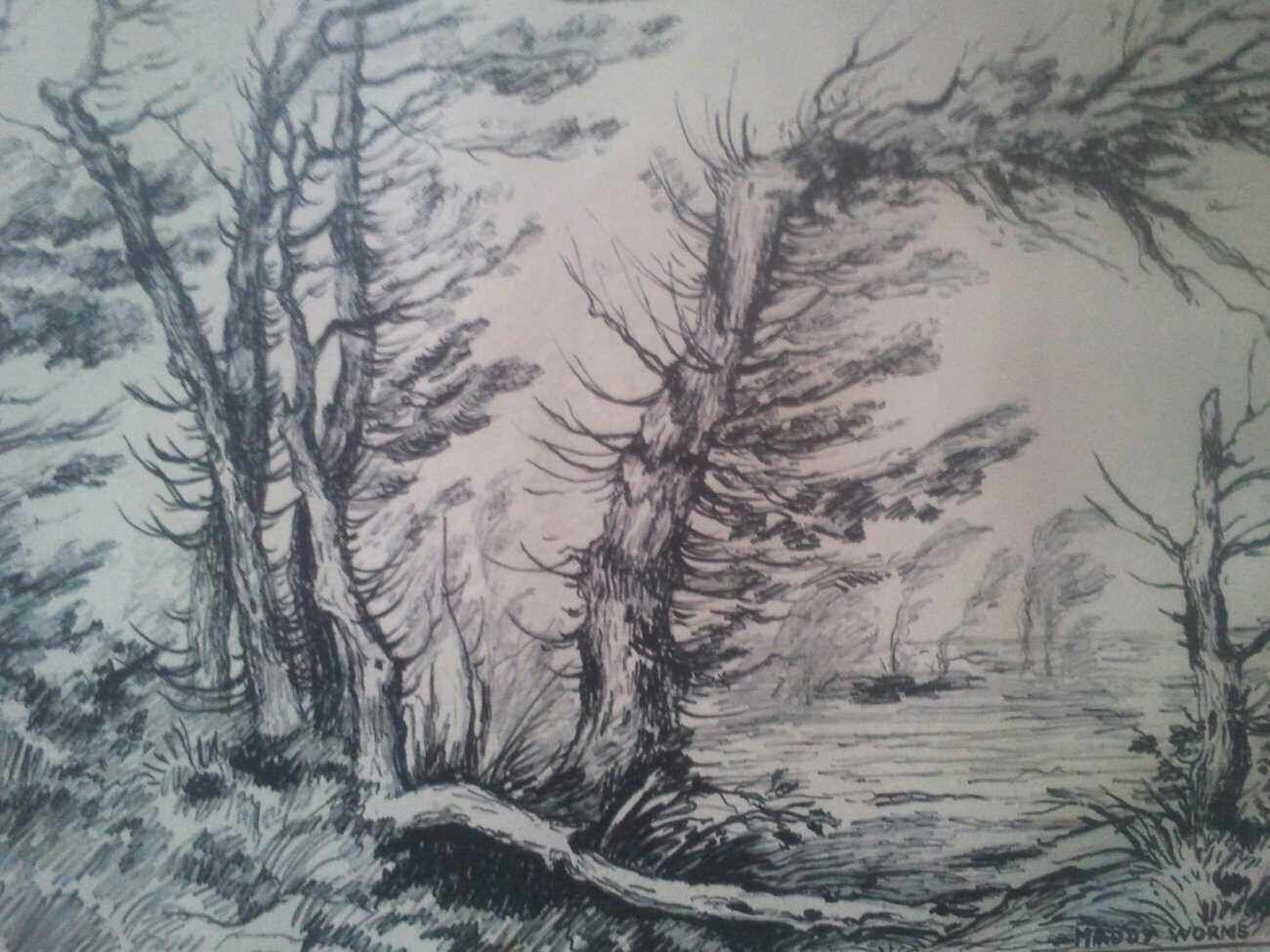 There are few artifacts of 19th century sketching landscape antique in France