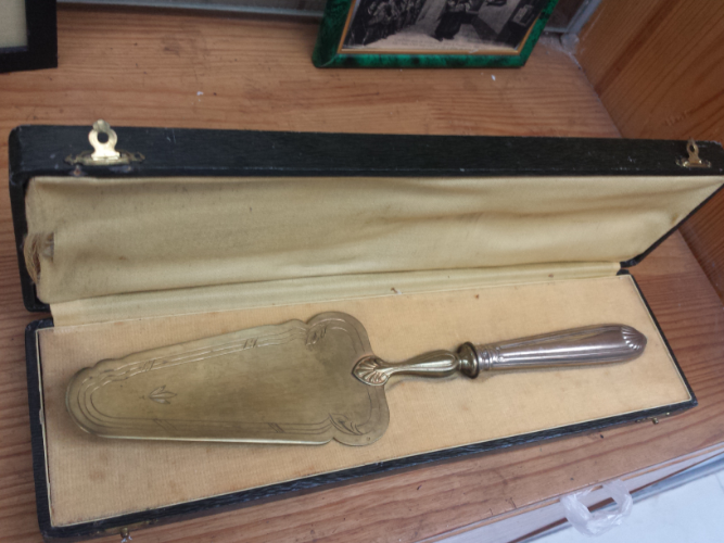 French tableware art 1900 luxury gold and silver art cake shovel