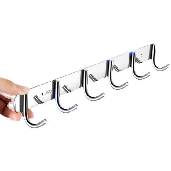 Hook wall hanging wall stainless steel coat rack towel clothes row hook kitchen sticky hook bathroom free punching clothes hook