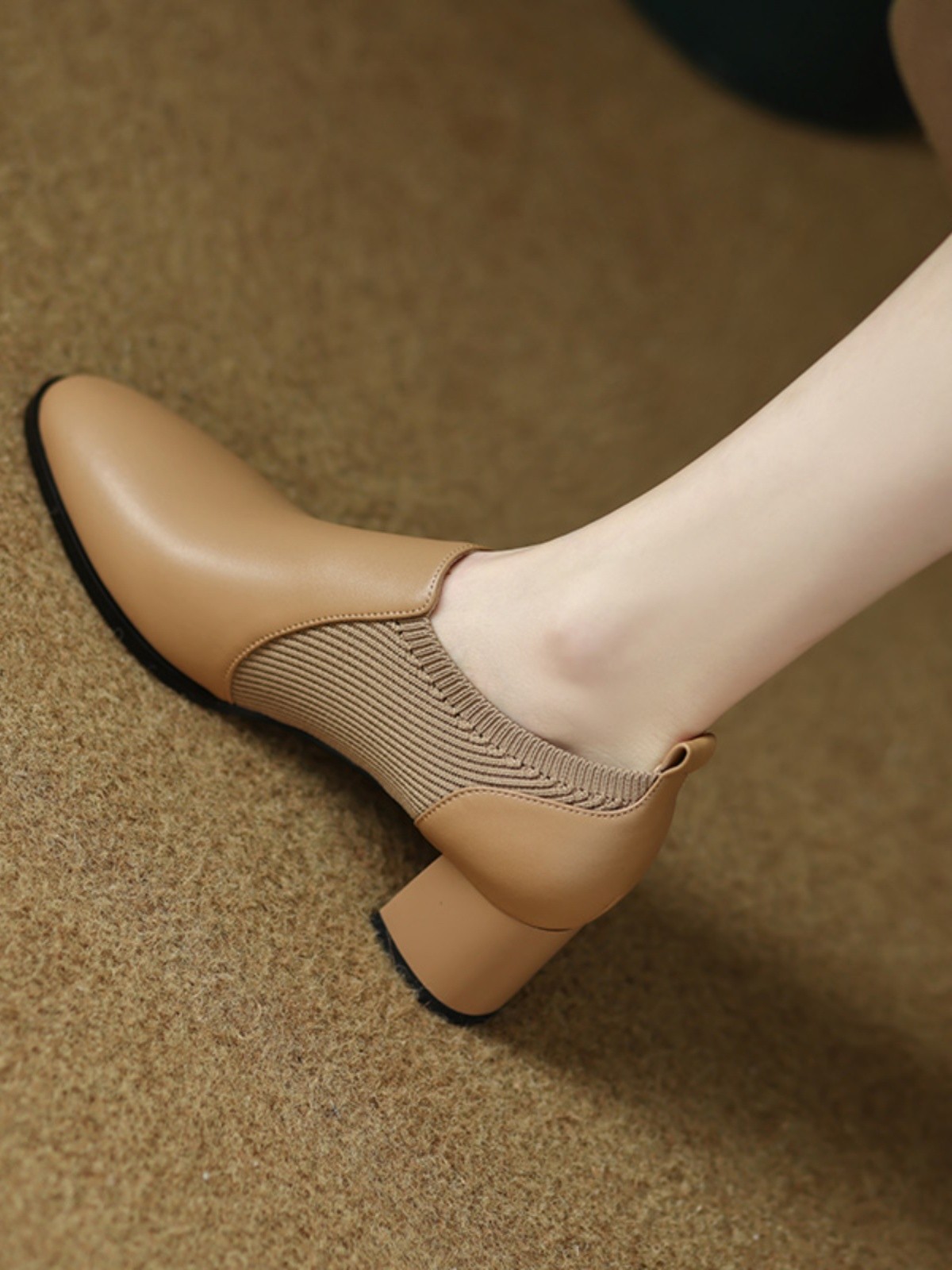 Italian designer Corso Venezia thick heel genuine leather 2023 new autumn and winter with high heel naked boots-Taobao