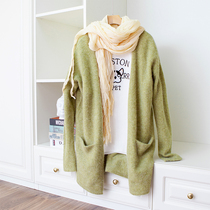A few pieces of Nordic design warm soft alpaca wool lazy buckle-free mid-length knitted cardigan Special q
