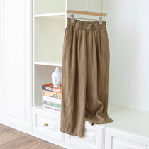Loose Lazy Cavity Conditioning Cool linen tightness Waist 90% Casual Pants Old Daddy Pants Grandma Pants Woman 22 Summer 100 lap