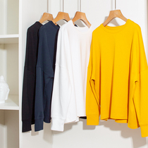 Hand BI Prepare Loose Texture Fashion Profile Comfortable Stretch Cotton Crewneck Turtleneck Long Sleeve T-shirt Fall Winter Q