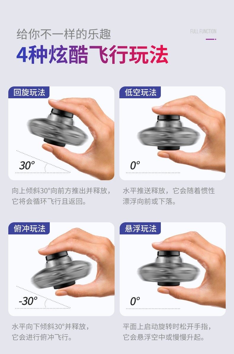 【抖音同款UFO】会飞的飞行指尖陀螺回旋飞行球磁悬浮感应飞行器详情10