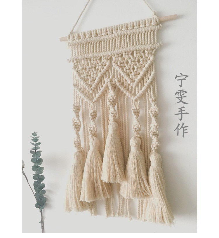 Đầu giường sáng tạo bông dây treo tường dày trang trí tường handmade tấm thảm tự làm gói vật liệu tấm thảm lưới dạy màu đỏ - Tapestry 	thảm dệt treo tường