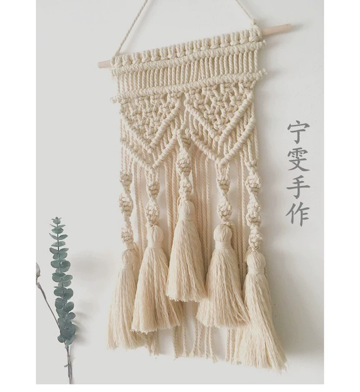 Đầu giường sáng tạo bông dây treo tường dày trang trí tường handmade tấm thảm tự làm gói vật liệu tấm thảm lưới dạy màu đỏ - Tapestry thảm treo tường 2m	