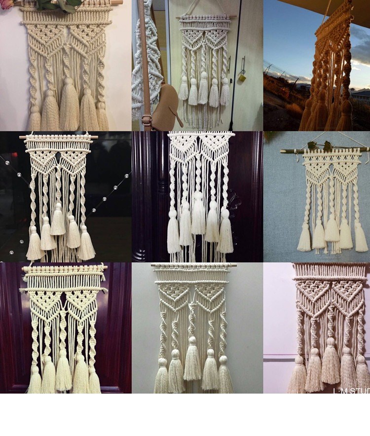 Đầu giường sáng tạo bông dây treo tường dày trang trí tường handmade tấm thảm tự làm gói vật liệu tấm thảm lưới dạy màu đỏ - Tapestry 	thảm dệt treo tường