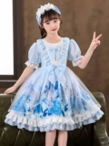 Летний наряд маленькой принцессы, платье, летняя одежда, юбка, стиль Лолита, короткий рукав, в западном стиле, детская одежда