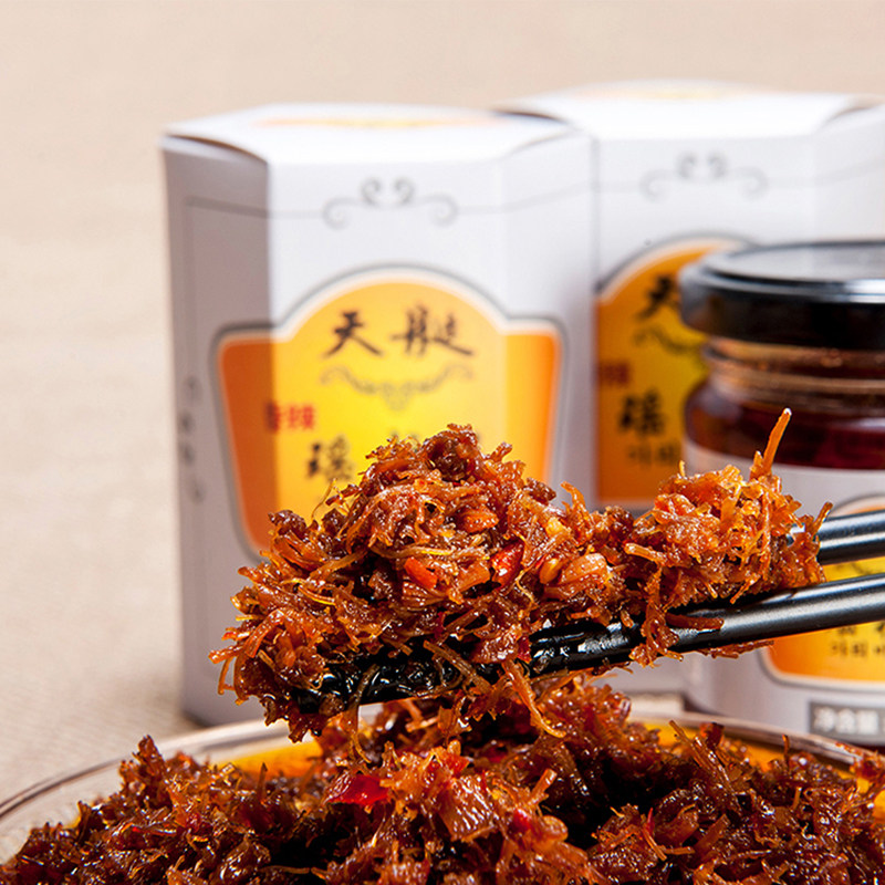 Tianzhou instant scallop silk 120g instant dried scallop Dalian specialty dried scallop seafood snacks canned 6 bottles