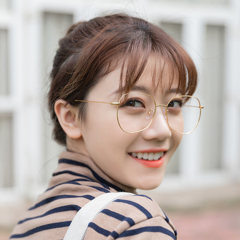 Super light fine pure titanium eye frame frame female Korean version tide retro the original old style big face show thin can match myopia degree male
