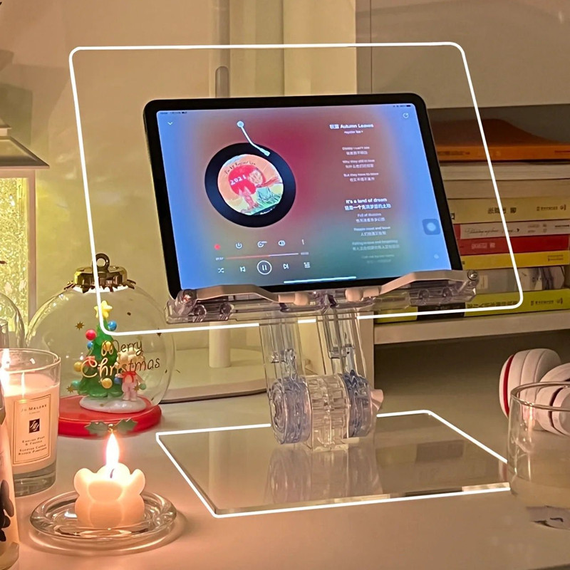 Adjustable Acrylic Reading Stand Korean High-Quality Retractable Transparent Computer Tablet iPad Book Holder