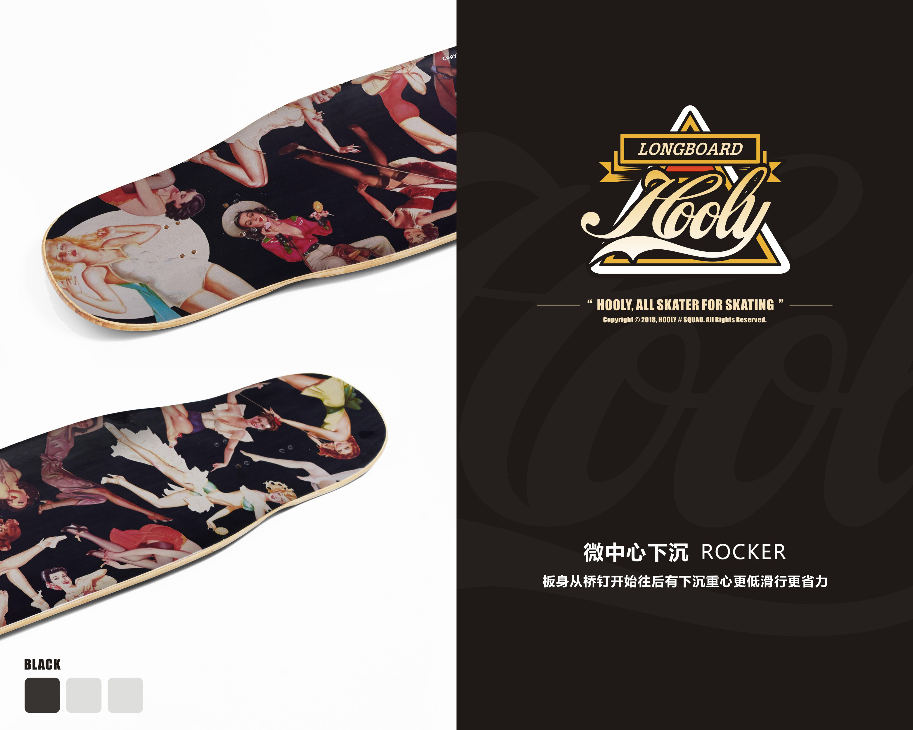Hooly longboard nữ thần may mắn già đẹp trai Yang Yuhang với cùng một điệu nhảy ván trượt ván trượt ván BBQ dài - Trượt băng / Trượt / Thể thao mạo hiểm ván trượt