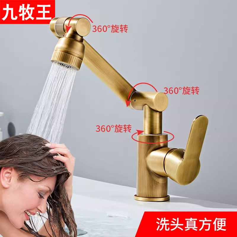 Pure Copper Faucet for Washbasin, Hot and Cold Sink, Bathroom Vanity, Multifunctional Faucet for Home Use