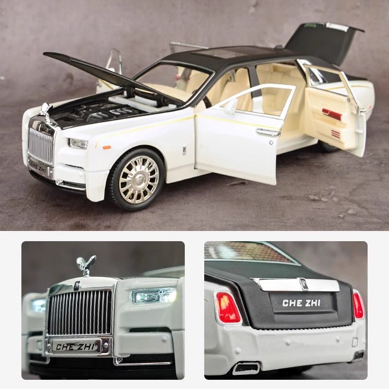 Rolls-Royce Phantom Model Car, Cullinan Model, Shiny Alloy Ghost Simulation Car, Collectible Pull-Back Toy Car