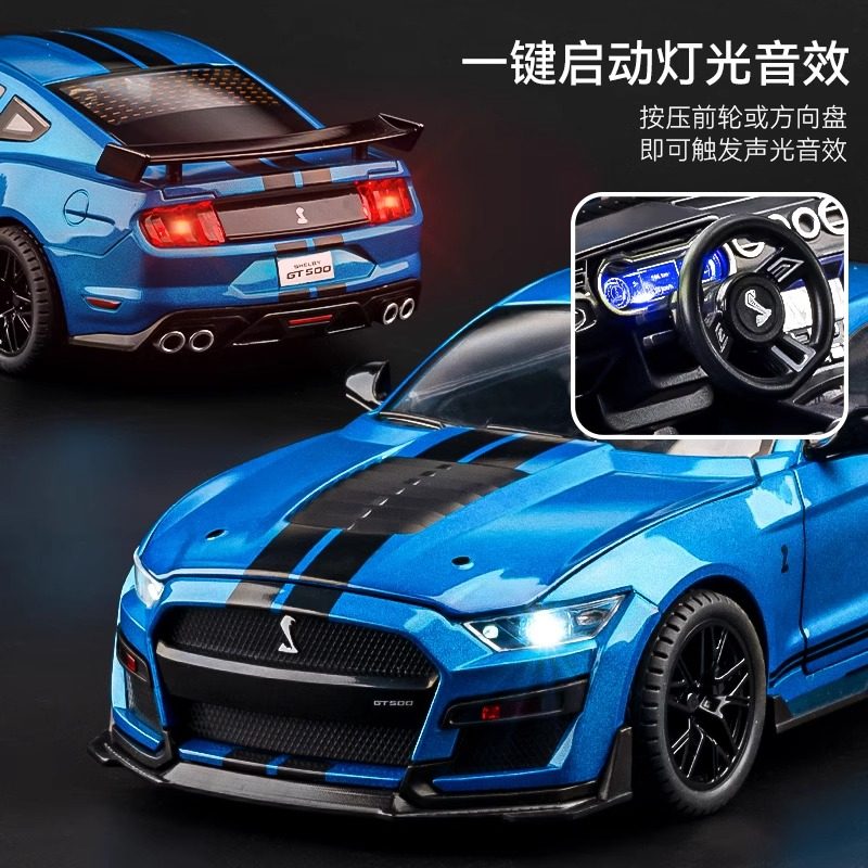1:18 Mustang Gt500 Car Model F1350 Alloy Pull-Back Car Raptor F150 Realistic Police Car Toy Car Model