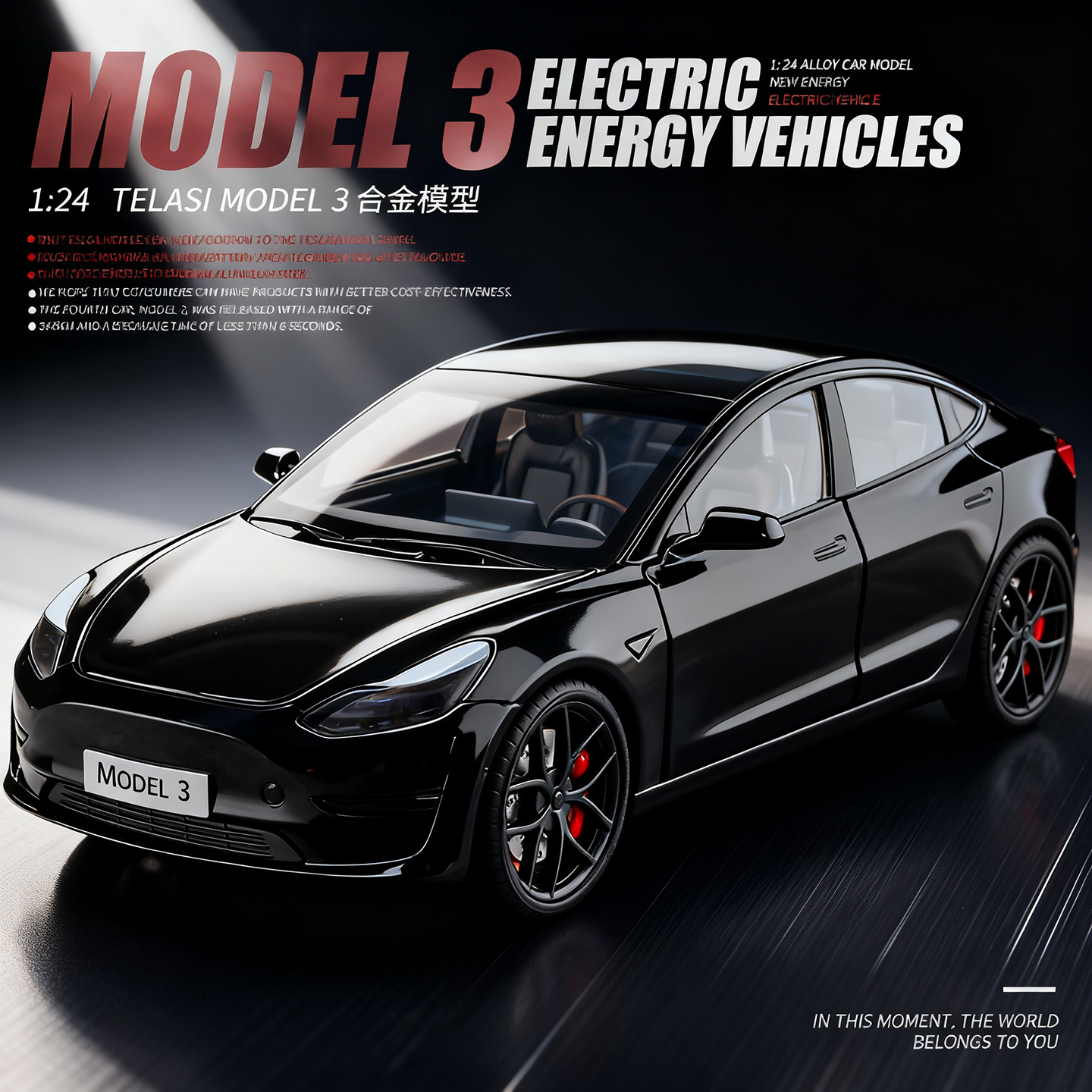 Large 1:24 Tesla Model 3 Car Replica Alloy Model Children's Model Y Toy Car Collectors