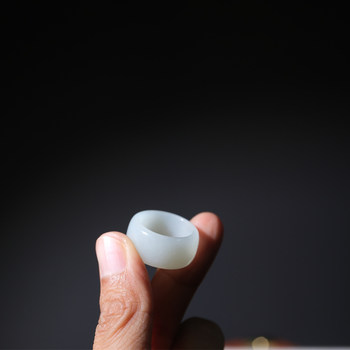 Zhupu russian material and field white jade wide ring