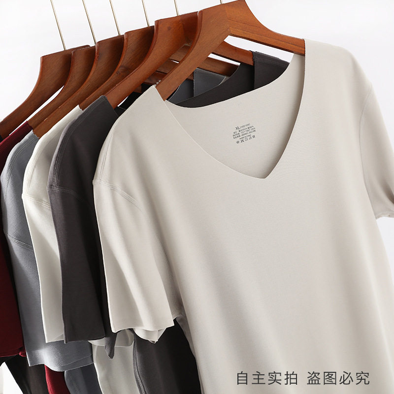 Men's 60S Modal incognito short-sleeved T-shirt wearing Red Year of Life is the Year of the Ox Plus size base shirt underwear