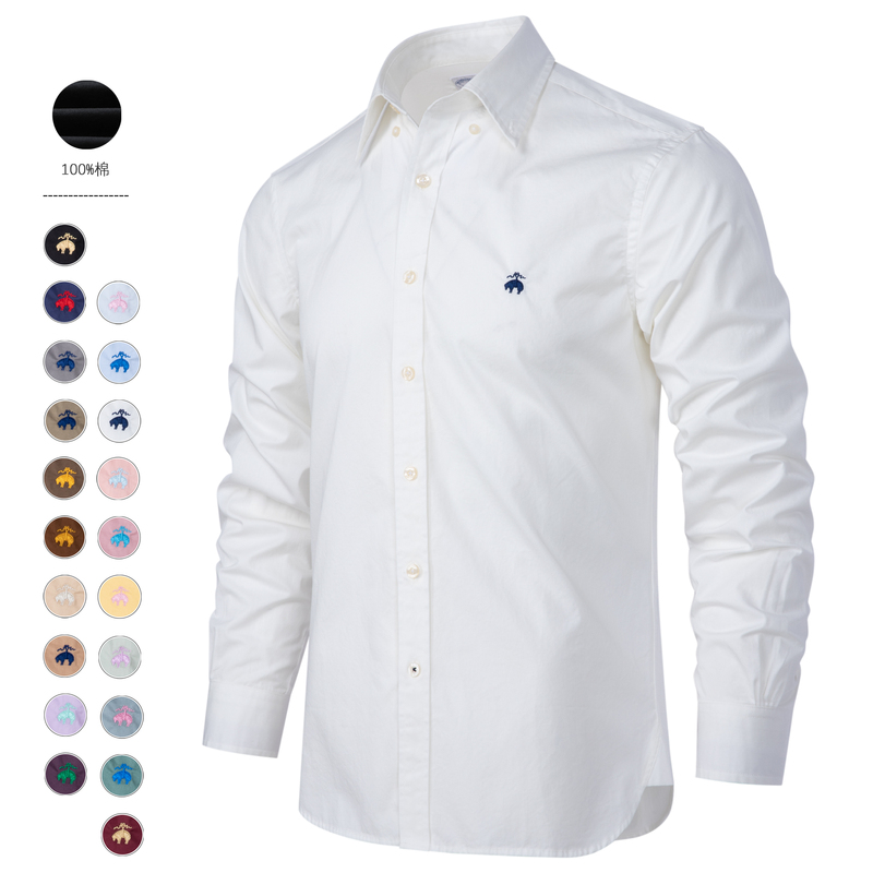 Authentic North American Brooks Brothers Long-Sleeved Shirt, Business Casual Pure Cotton Men's Shirt