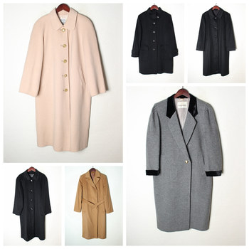 Vintage japan-made high-end middle-aged retro fur collar woolen mid-length mixed cashmere wool coat e
