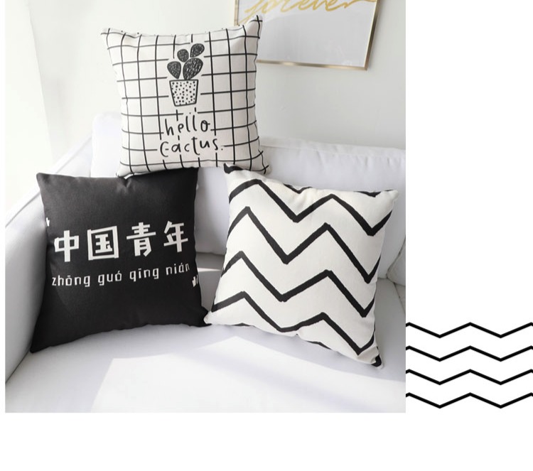 ins nordic đen và trắng sofa tùy chỉnh gối đệm Lesbian xe gối bìa mà không có lõi bằng một phòng khách với một chiếc giường - Trở lại đệm / Bolsters gối tựa lưng cao cấp