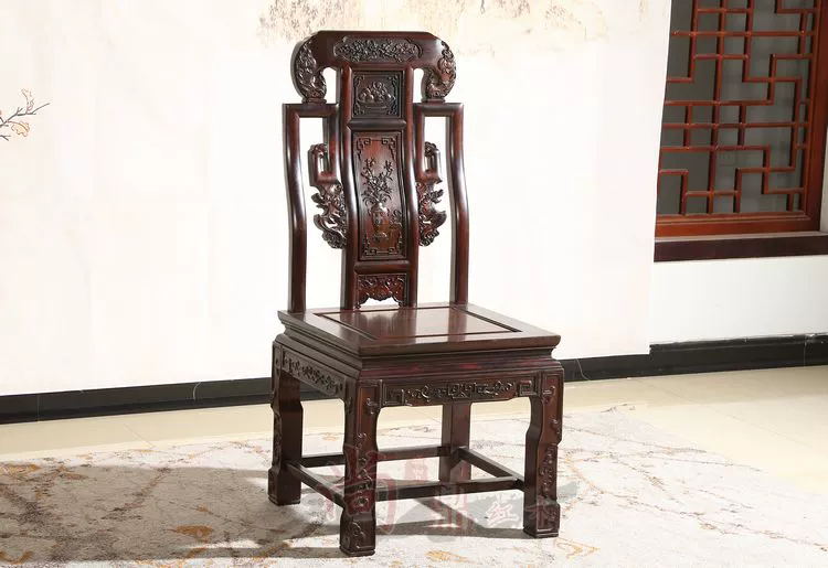 Bàn ăn gỗ hồng mộc Indonesia mới phong cách Trung Quốc gỗ gụ đồ nội thất lá rộng gỗ hồng sắc hình chữ nhật 7 cái đặt ghế Dongfei gỗ hồng sắc - Bộ đồ nội thất