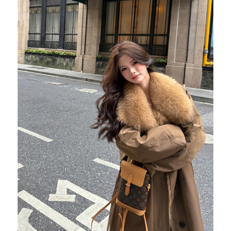 Russian-Style Aesthetic Vintage High-End Trench Coat Parka Women's Long Coat with Detachable Lining Winter Jacket