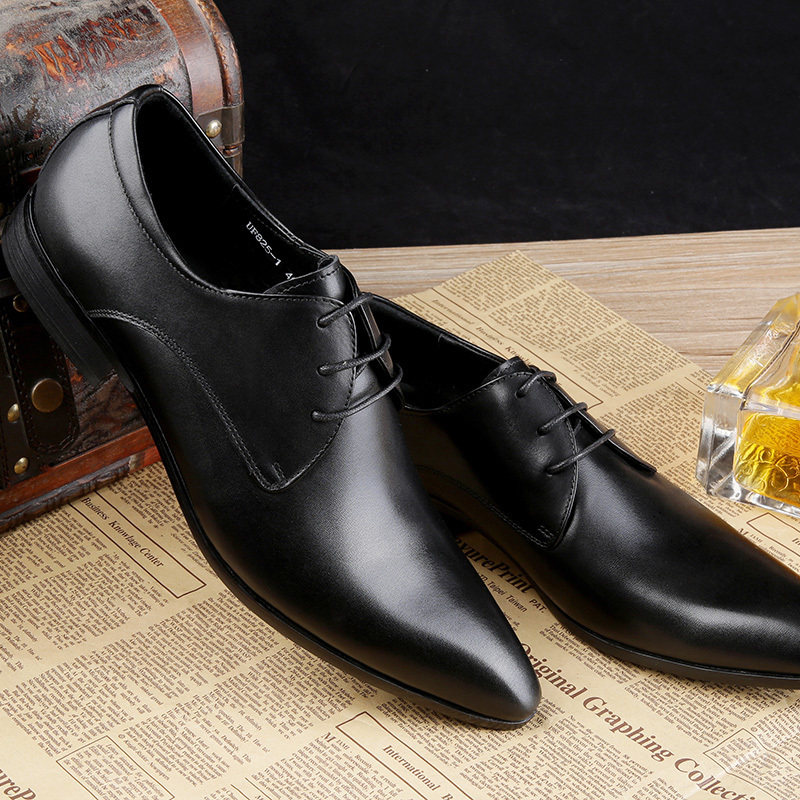 Bullet European version long version super pointed toe slim leather shoes leather top layer cowhide tide male god with western clothing toss the tip