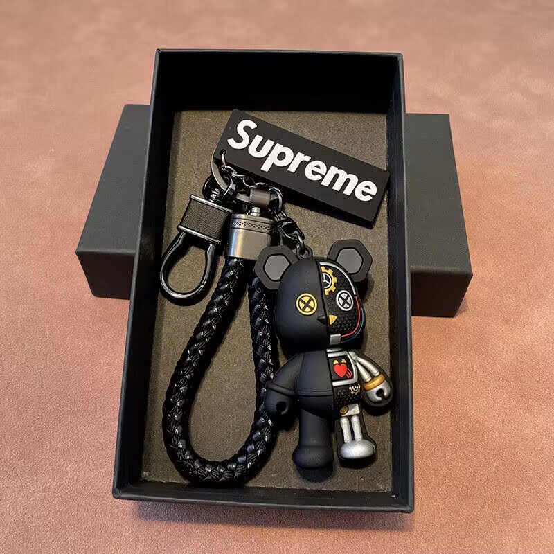 Trendy High-End Mechanical Bear Car Keychain Personalized Couple Gift 3D Doll Bag Pendant Decoration Chain￥