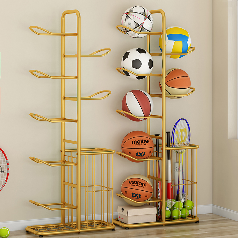 Basketball Storage Rack, Home Sports Equipment Display Rack, Floor-Standing Indoor Football Storage Basket, Badminton Storage Rack