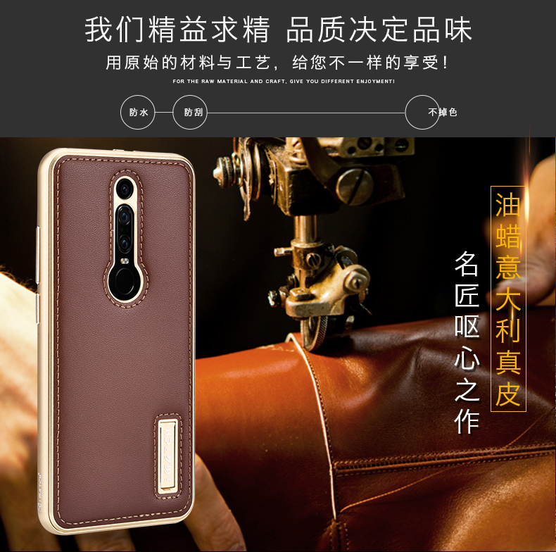 iMatch Luxury Aluminum Metal Bumper Premium Genuine Leather Back Cover Case for Porsche Design Huawei Mate RS