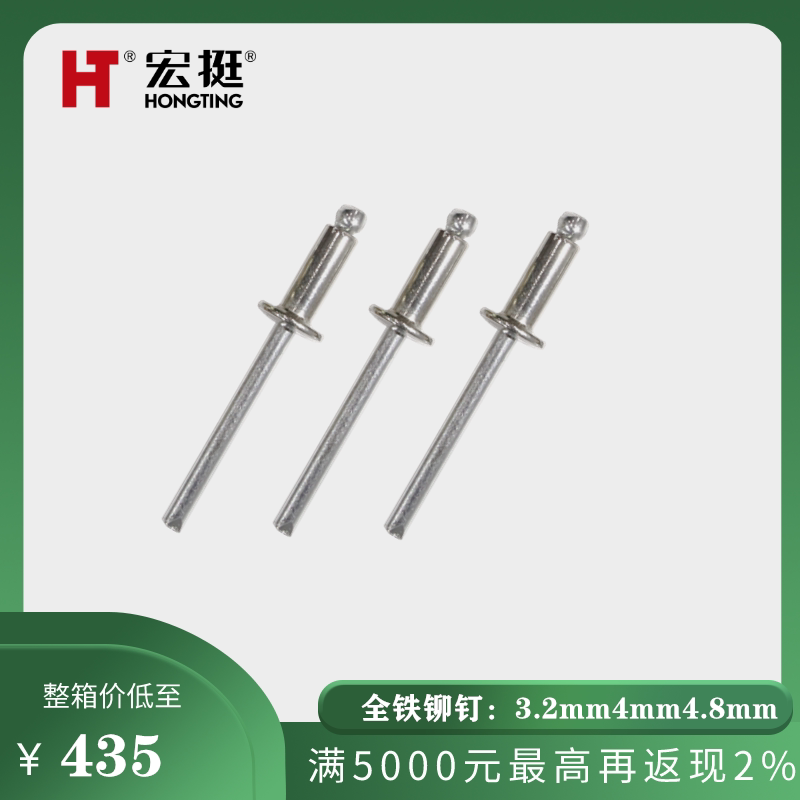 Macro-quite-plate full iron core rivet 3 2mm4mm4 8mm opening type round head pull nail national standard fastener