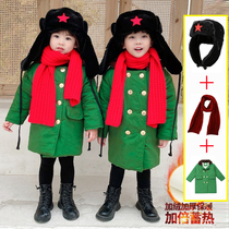 Boys winter clothes 2021 New Baby army cotton coat green cotton padded jacket children long coat mens treasure cotton women