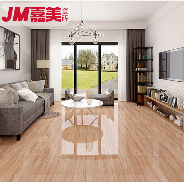 Imitated solid wood tiles 800x800 living room floor tiles yellow wood grain floor tiles bedroom non-slip tiles soft light full cast glaze