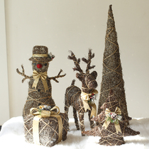 Iron hemp silk black gold sequin onion powder Christmas elk ornaments Christmas elk ornaments under the Christmas tree gift box three sets of Christmas snowman