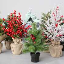 Desktop Christmas Tree Mini Christmas Tree Home Small flocking white small table Tree swing pieces Christmas Decorative Ornaments