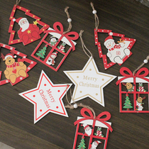 Wood Single-sided Stars Elderly Snowman Elk Deer Christmas Tree Pendants Christmas Decorations DIY Accessories Pendant