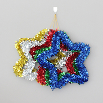 Christmas Tree Pendant Iron Art Lablossom Wool Strips Stars Colors diverse DIY Decorative Christmas Items Dance Hand Accessories