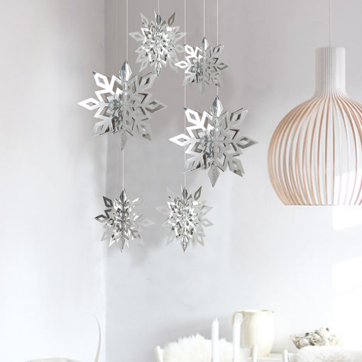 Christmas snowflake string hanging ceiling kindergarten shopping mall festival wedding festival Christmas decoration three-dimensional plane snowflake ice flower
