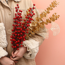 Winter Green Red Berries Hair Treasure tree New Years New Years New Years New Years Day New Years Day Golden Eugalie leaves Branches Dried Flower Arrangement Pendulum