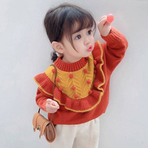 Baby Spring Dress Girl 2022 New Yangqi Childrens Needle weaters Korean version Princess Childrens sweater outside wearing midchild