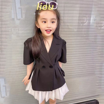 Net red girls small suit suit dress 2022 summer clothing childrens baby baby foreign air two sets princess dress temperament