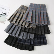 Girls short skirt skirt autumn and winter new childrens clothing middle-aged childrens plaid skirt foreign-style childrens woolen pleated skirt tide