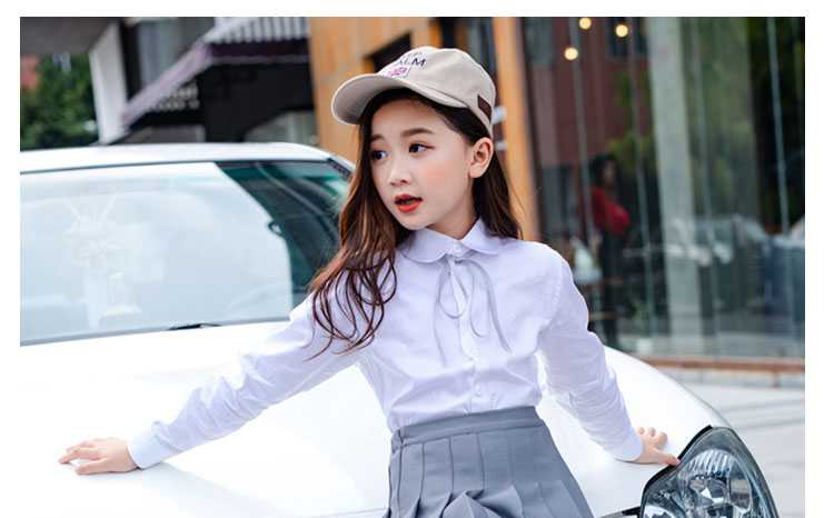 Trẻ em mặc áo sơ mi nữ mới của Hàn Quốc Trắng Big Boy Áo dài tay Trường tiểu học hoang dã Trang phục đồ cho bé gái