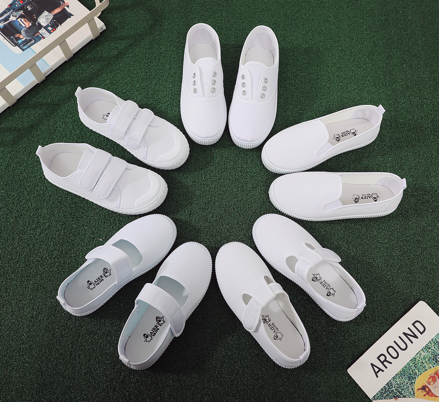 Children's small white cloth shoes kindergarten canvas boys and girls a pedal white sneakers student performance indoor baby shoes