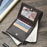 Ретро короткий маленький бумажник с молнией, универсальный трендовый кошелек